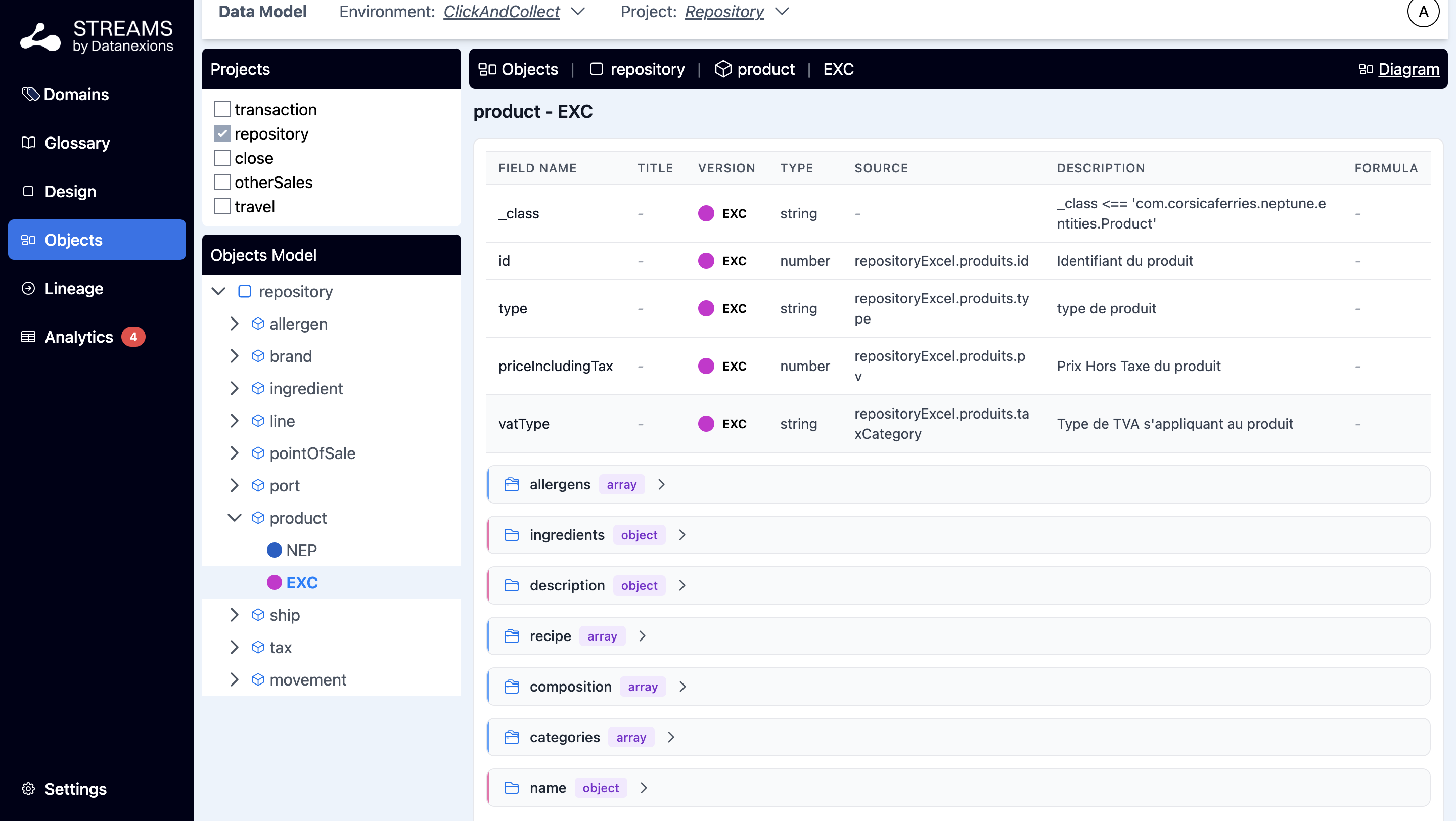 Categories – écran 2